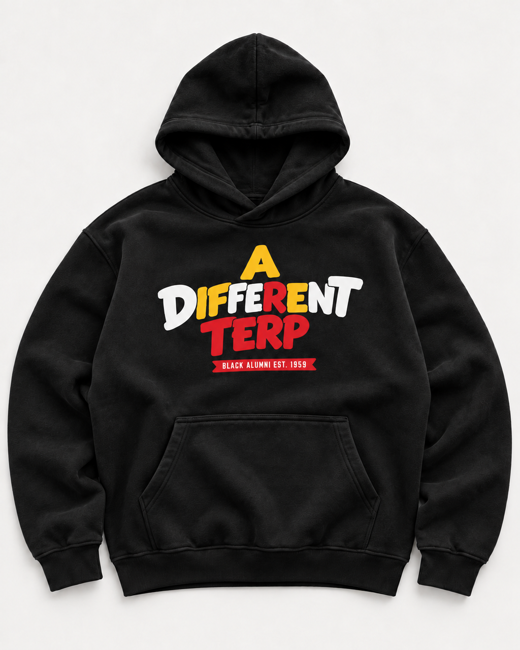 A Different Terp black hoodie, front