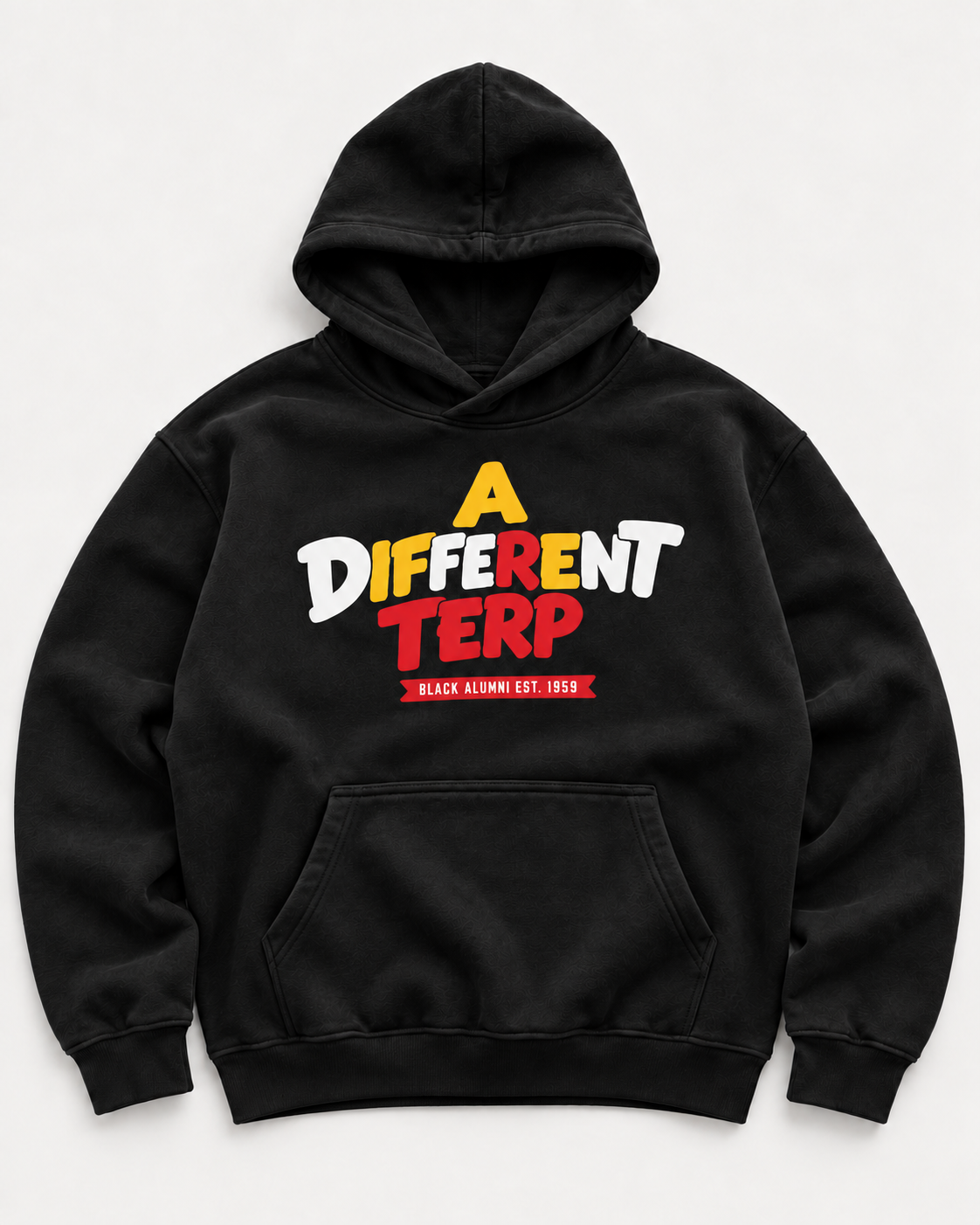 A Different Terp black hoodie, front