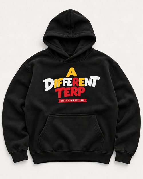 A Different Terp black hoodie, front