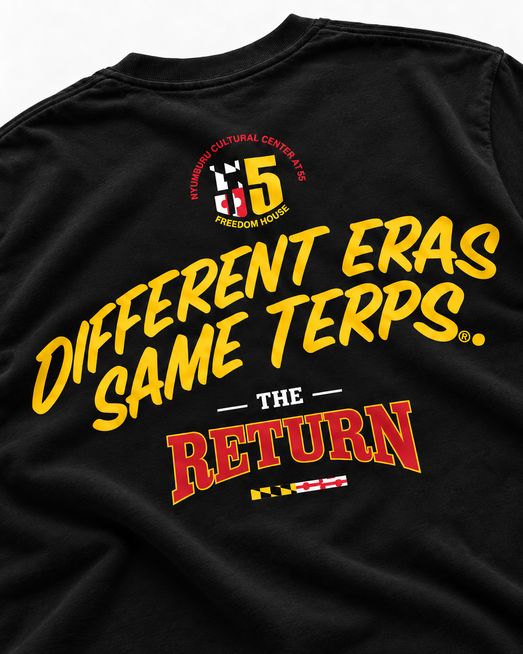 A Different Terp black tee, back print close-up