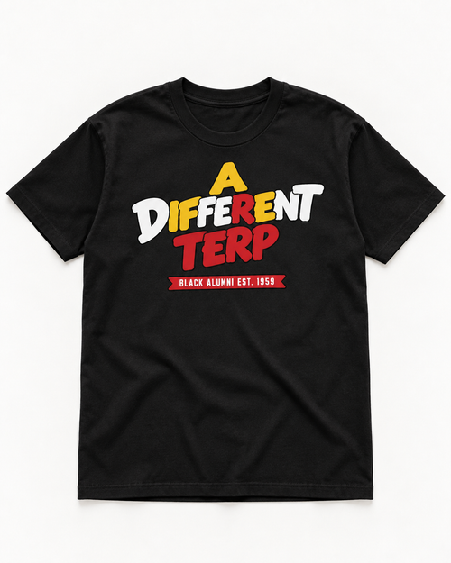 A Different Terp black tee, front