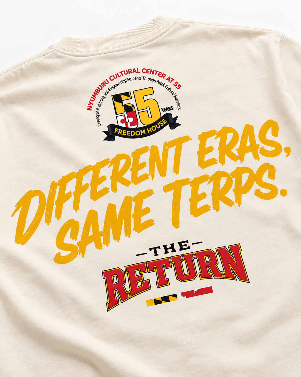 A Different Terp cream tee, back print close-up